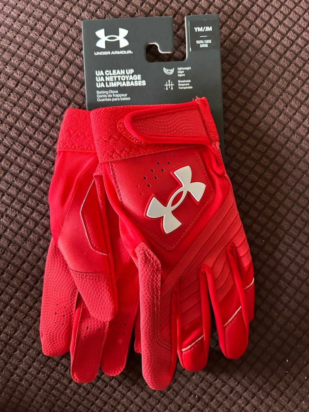 Under Armour Red Youth Batting Gloves with White Logo NWT